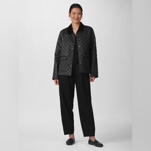 NWT Eileen Fisher Eggshell Recycled Nylon Quilted Classic Collar Jacket